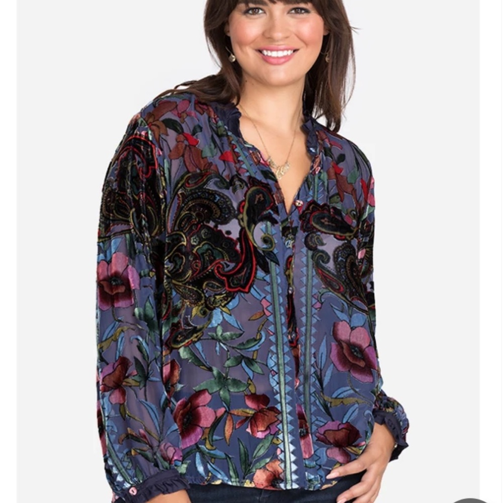 Johnny Was NWT Clara Burnout Leda Shirt XL